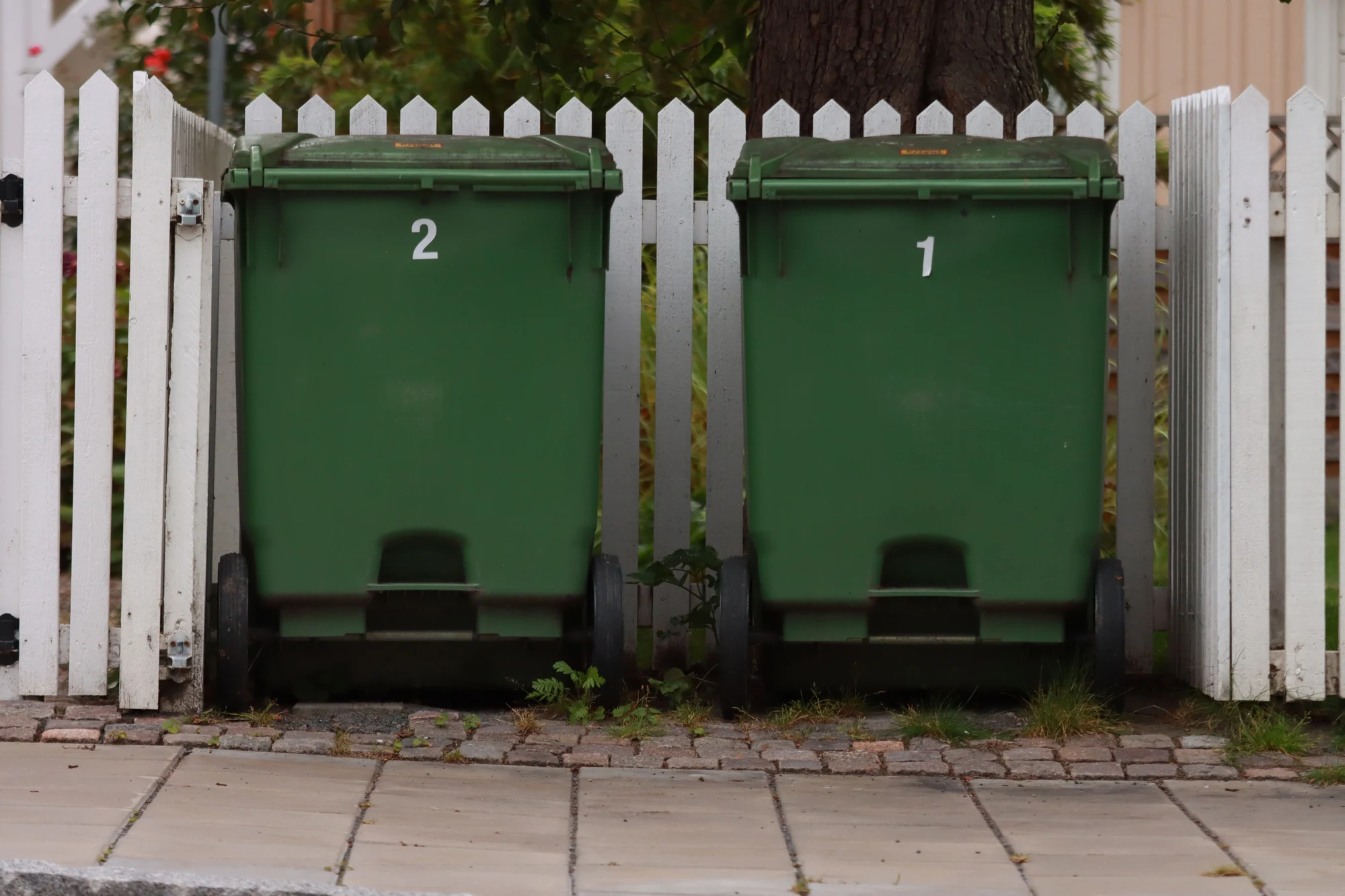 Illustrative photo of household wheeled trash bins